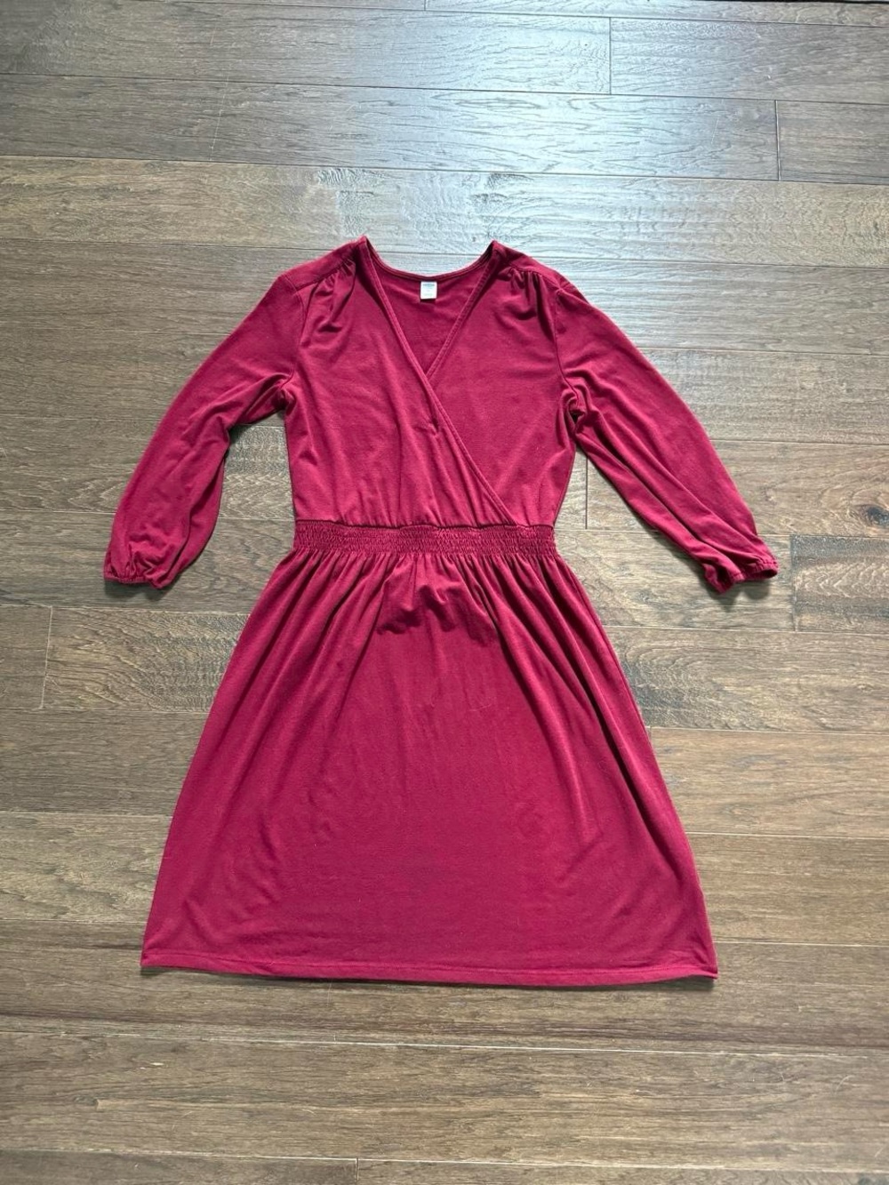 Old Navy Burgundy Knit Long Sleeve Faux Wrap Dress Size M